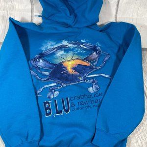 Blu Crabhouse Pullover Hoodie, Blue, Size Small